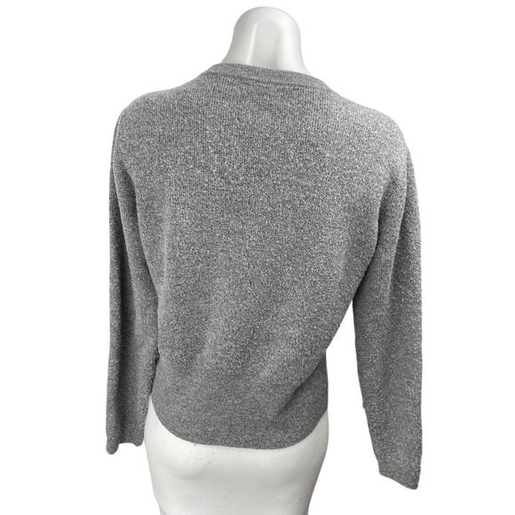 Zara Women's Gray Long Sleeve Ribbed Knit Button Up Cardigan Sweater Top Size M - Picture 2 of 4